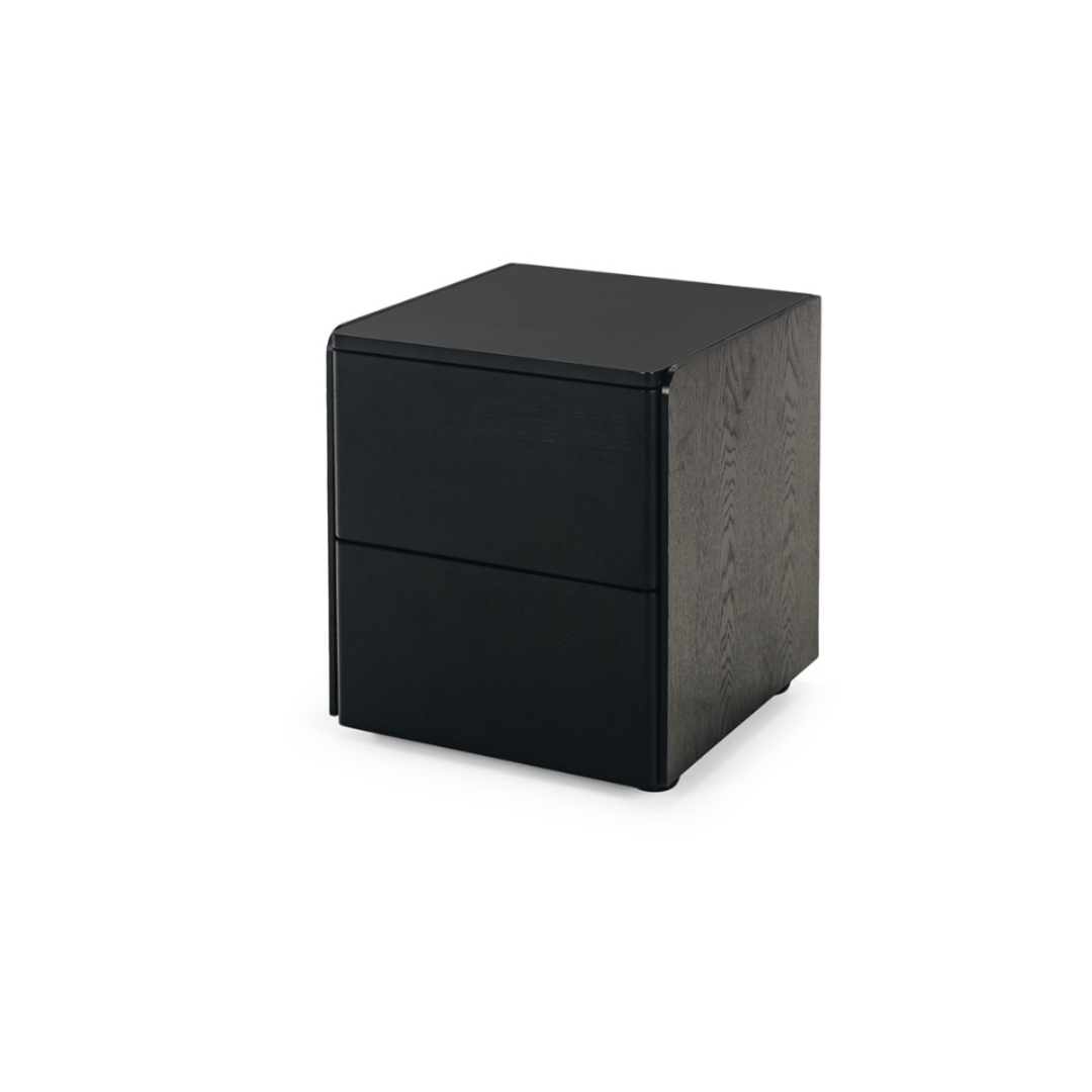 Cube Black Oak Side Table 2 drawer  - Black Oak Top image 0